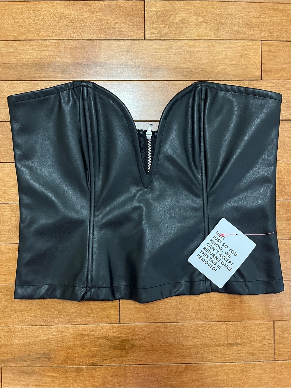 New with tag ASOS Design Black Faux Leather Strapless Corset Top